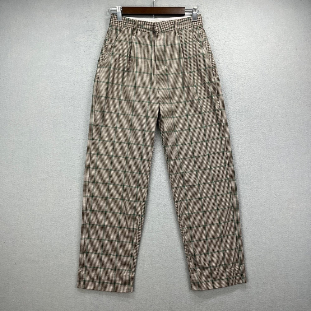 Brixton Plaid Tapered Pants Women 25 Brown Green Victory Trouser Academia Preppy